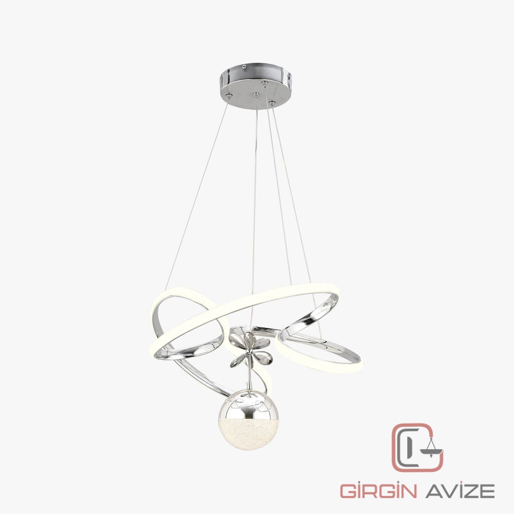 Modern LED Halkalı Krom Avize