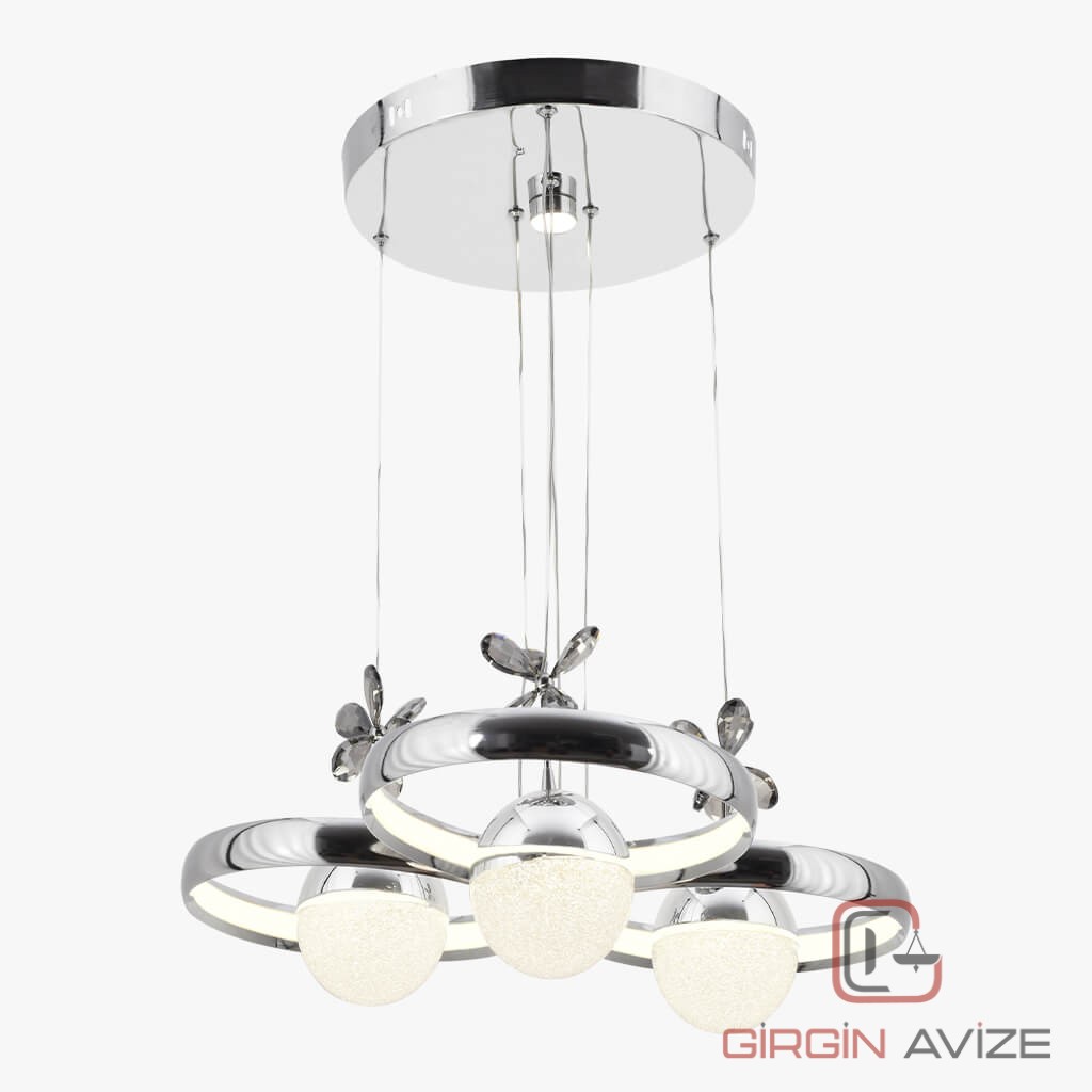 Lüks Kristal Kelebekli LED Avize