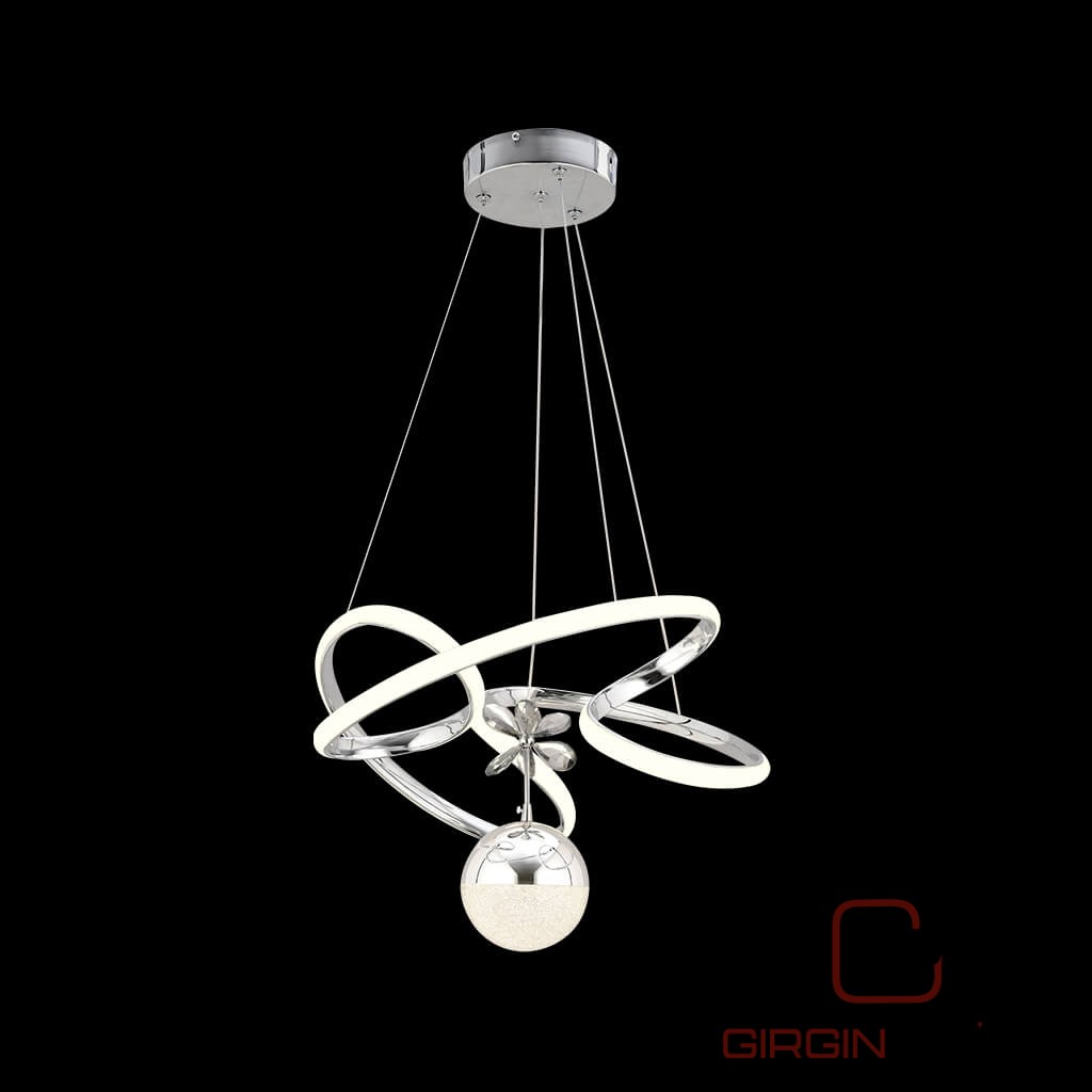 Modern LED Halkalı Krom Avize - Görsel 2