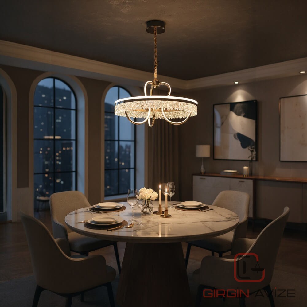 Royal Sarkıt Kristal Taşlı Led Avize - Görsel 3