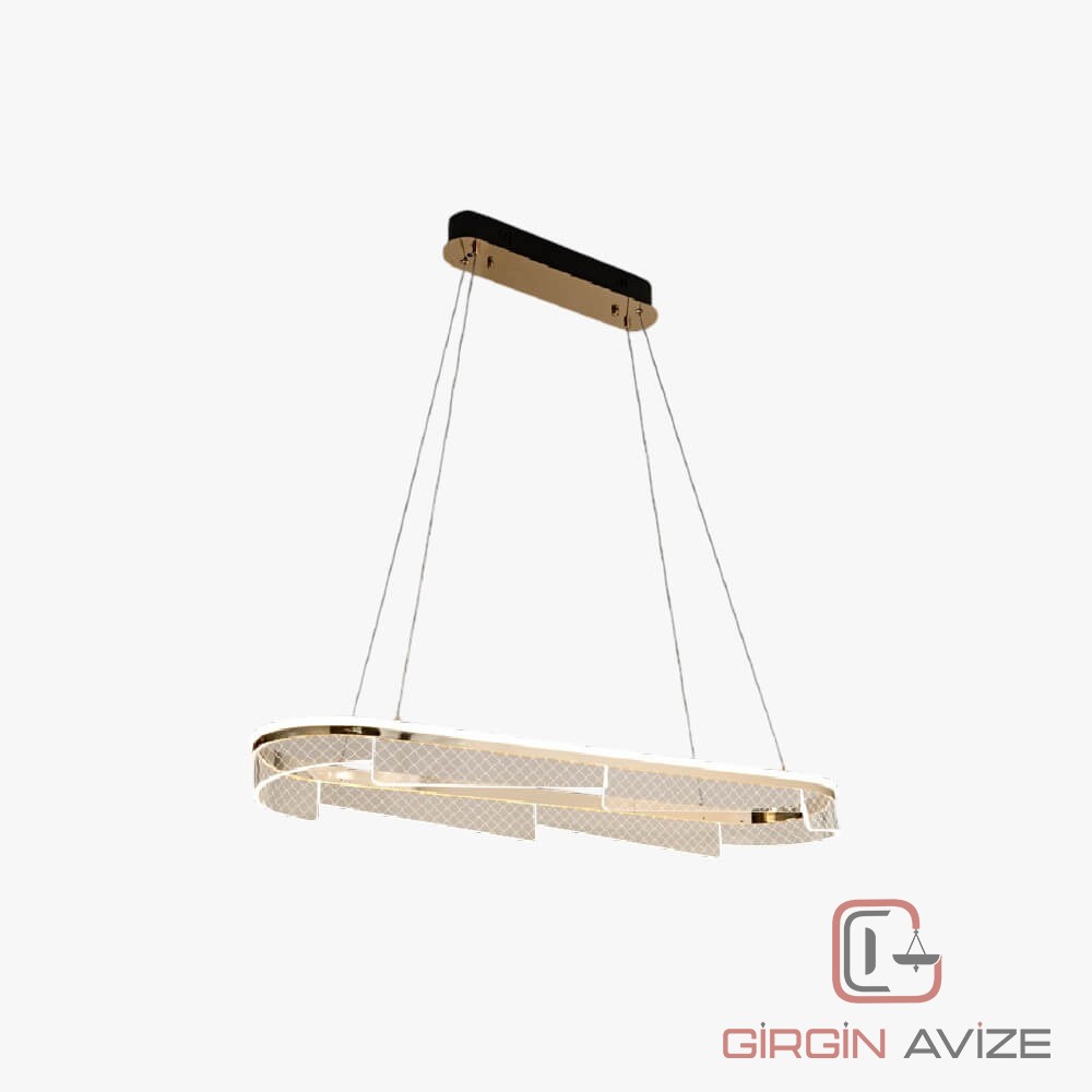 Horizon Oval Sarkıt Kristal Taşlı Led Avize