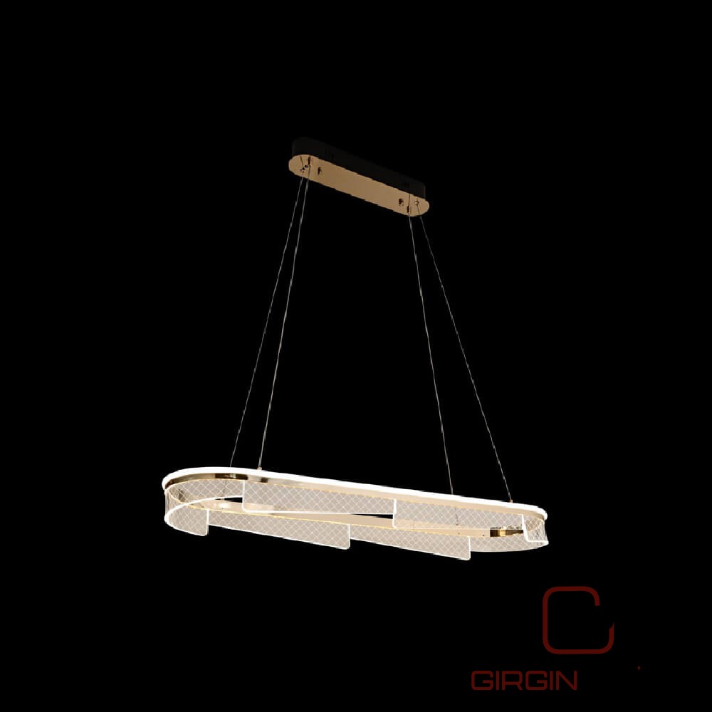 Horizon Oval Sarkıt Kristal Taşlı Led Avize - Görsel 2