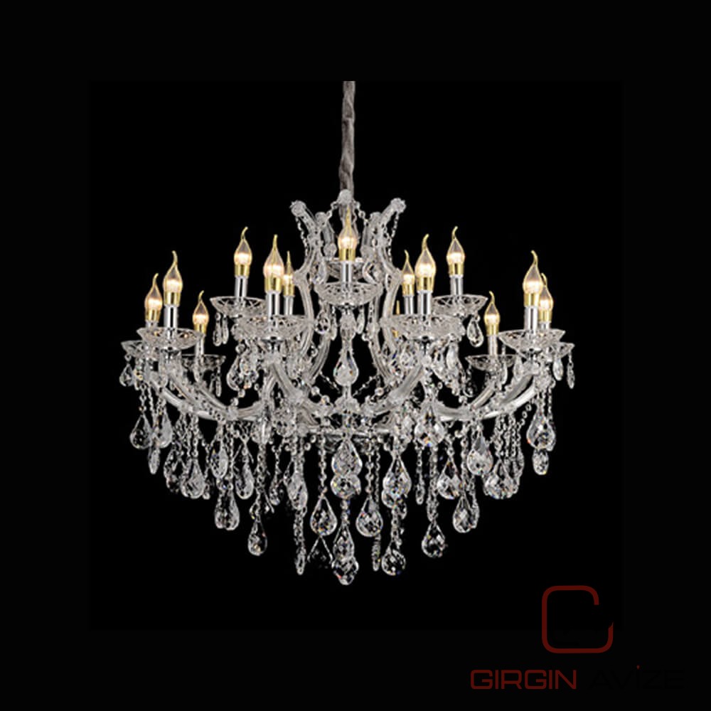 MT-Maria Theresa Kollu Kristal Avize (Şeffaf Gold) - Görsel 4