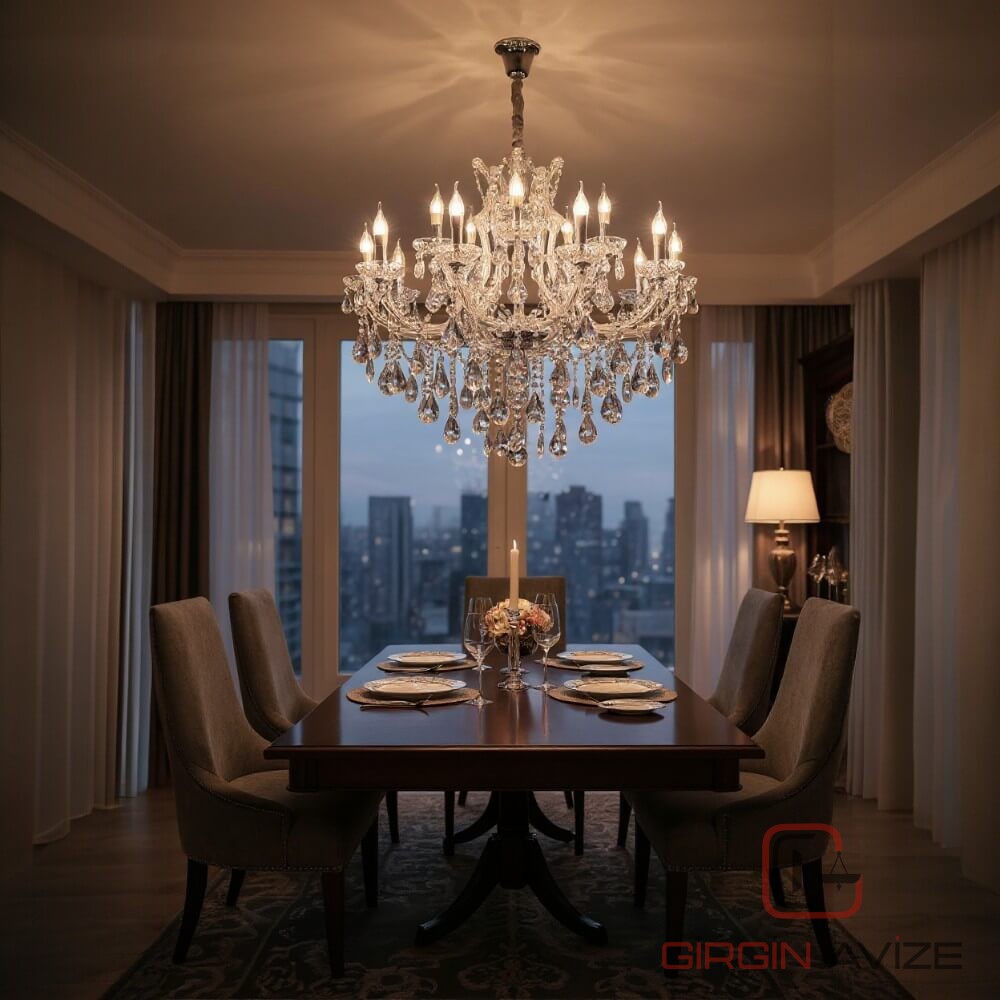 MT-Maria Theresa Kollu Kristal Avize (Şeffaf Gold) - Görsel 5