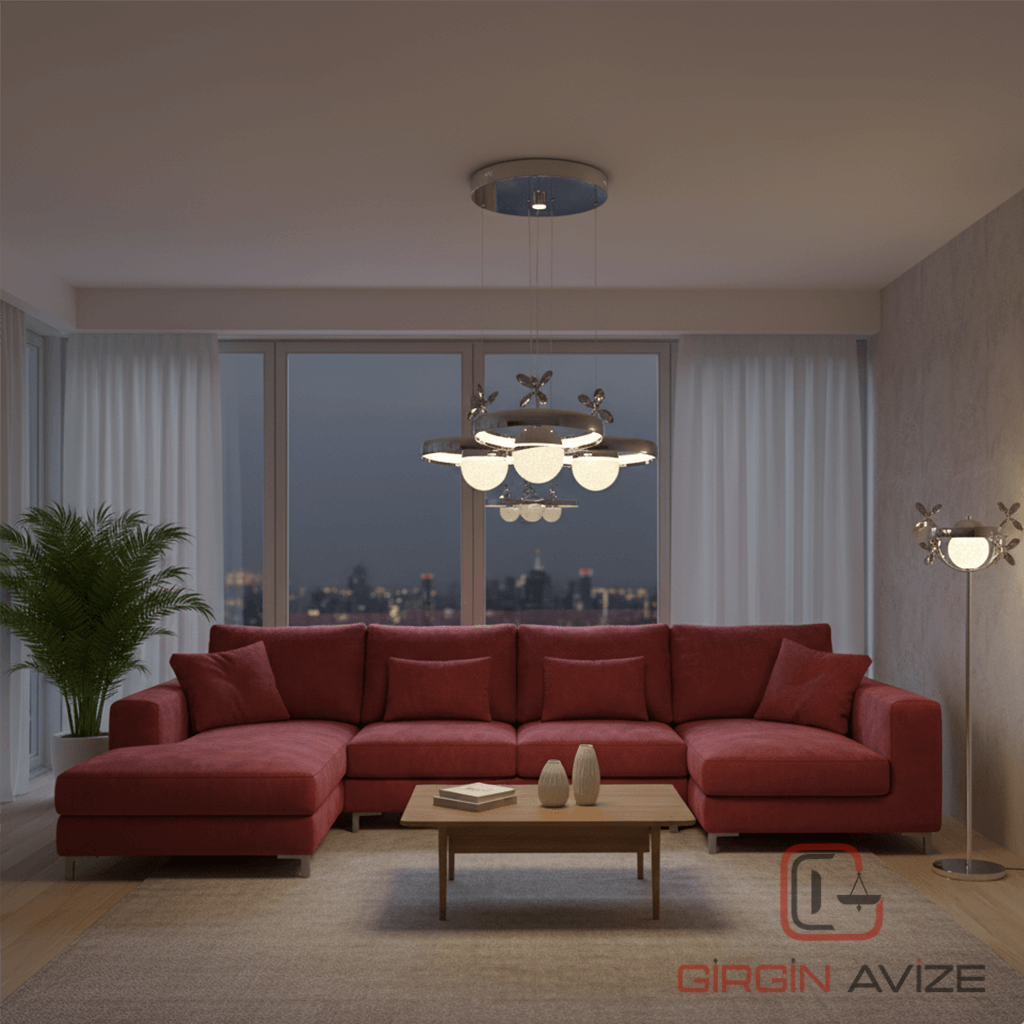 Lüks Kristal Kelebekli LED Avize - Görsel 3